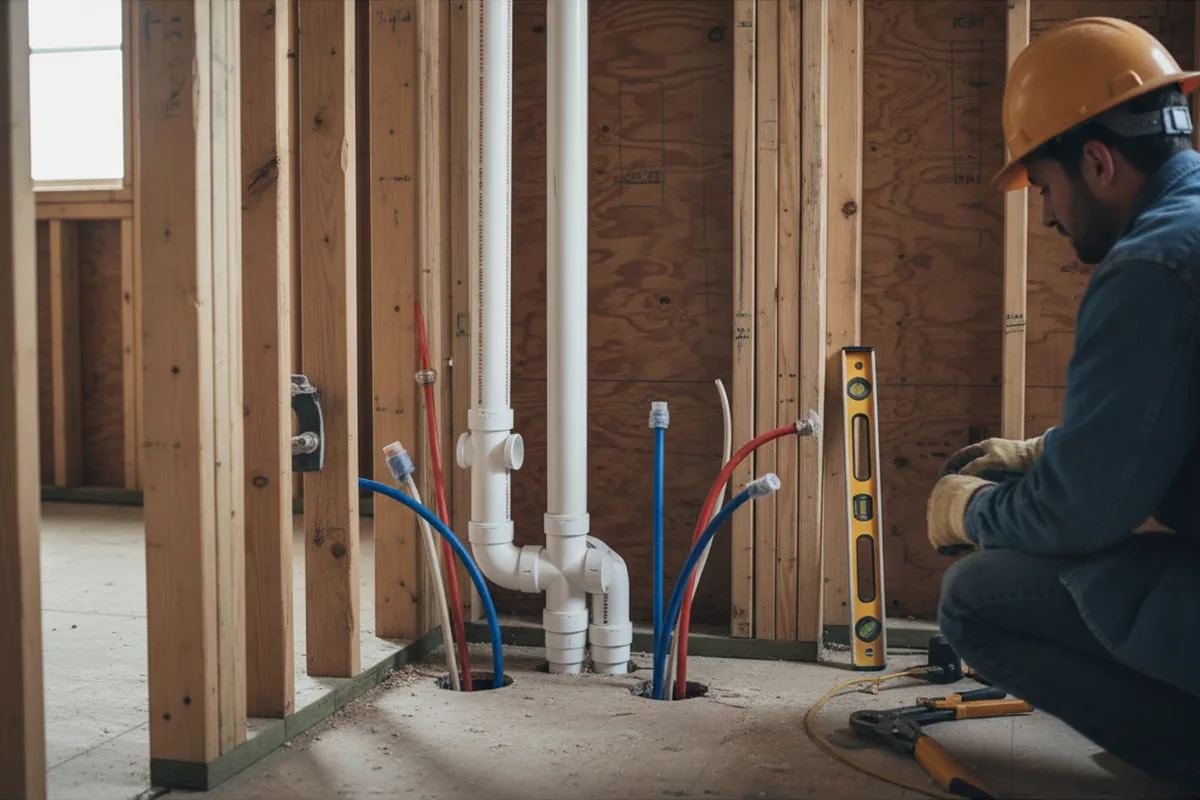 Drain and supply rough-in during Sump Pump Repair in Mount Hermon